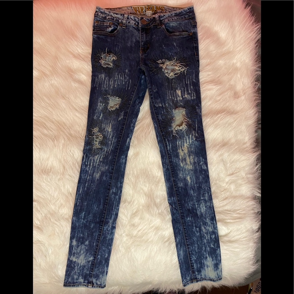 Ripped Tye Dye Dark wash “V.I.P Jeans”